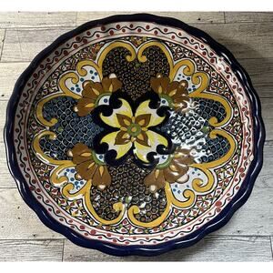 Mexican Pottery Hand Painted Signed Plate 10 1/2”